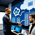 **

"A modern office setting with a diverse team of professionals collaborating around a large interactive display showcasing a hybrid cloud architecture diagram. The diagram visually represents the connection between a private data center (depicted as a secure server room) and a public cloud interface (represented by a stylized cloud icon). Everyone is fully clothed in business-casual attire, safe for work, appropriate content, professional, perfect anatomy, natural proportions, professional photography, high quality, family-friendly."

**